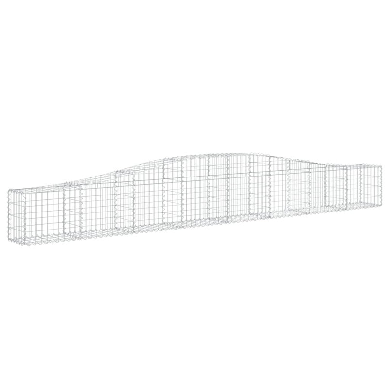 Arched Gabion Baskets 4 Pcs Galvanised Iron, 60cm H x 400cm W x 30cm D