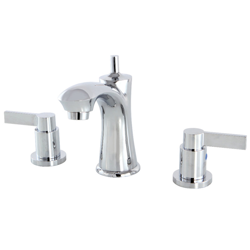 Kingston Brass NuvoFusion Two-Handle 3-Hole Deck Mount Widespread Bathroom Faucet with Retail Pop-Up Drain, Chrome