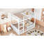 Lit superposé double blanc avec garde-corps, lattes en bois massif pour le soutien du matelas, grande capacité de poids, lit de style chambre à coucher, fabrication en pin, configuration familiale peu encombrante-130428237