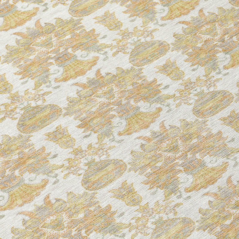 Machine Washable Indoor/Outdoor Chantille ACN2682 Floral Rug, Ivory, 5' x 7'6"