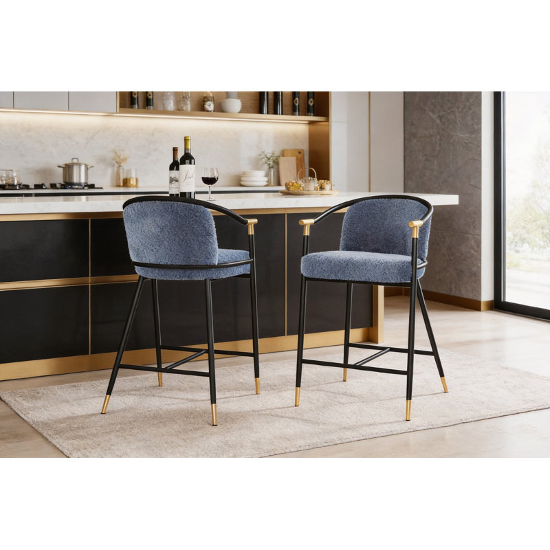 Ensemble de 2 tabourets de comptoir de 26 pouces de hauteur avec cadre en métal durable pour les cuisines et les bars modernes