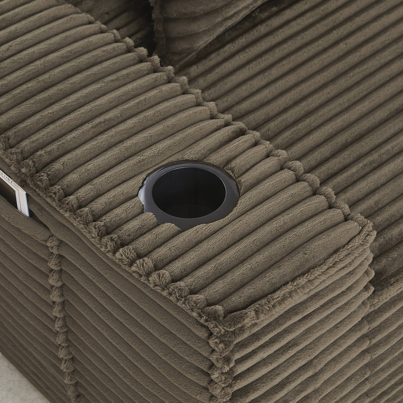 Canapé 2 places, aucun assemblage requis, Brown Fabric