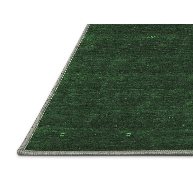 Tapis contemporains vert émeraude lavable à la machine Contemporary, Rectangle 8 pi x 12 pi