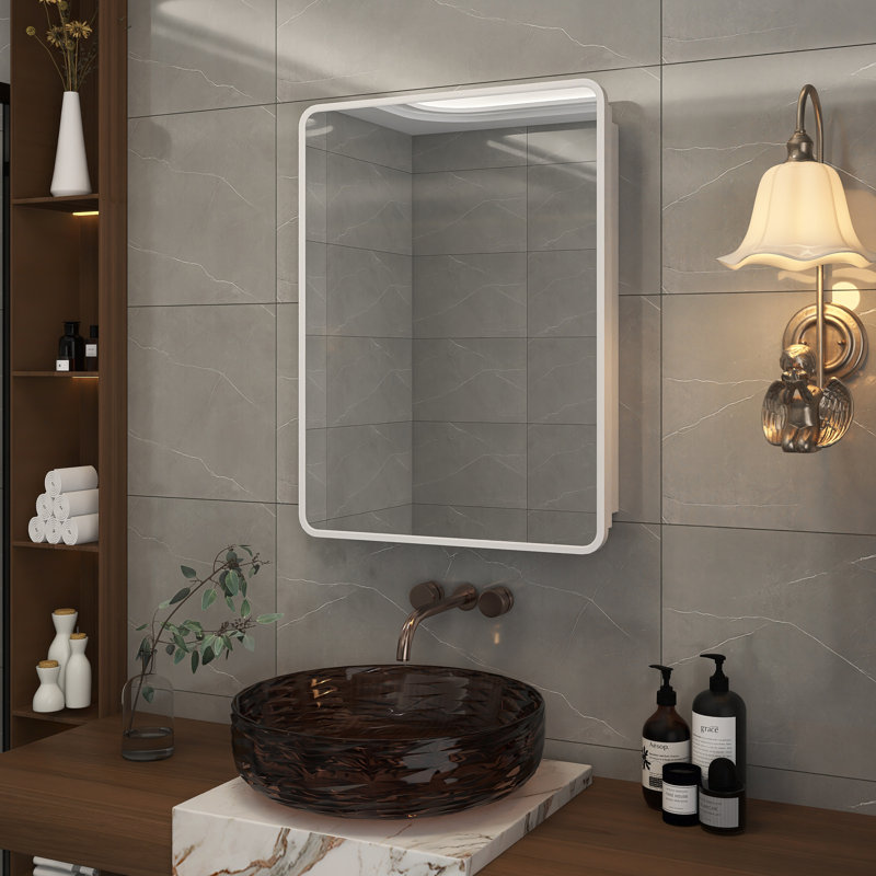 Armoire à pharmacie avec miroir Johnese, Blanc, H 32 po x l 24 po x P 4,9 po
