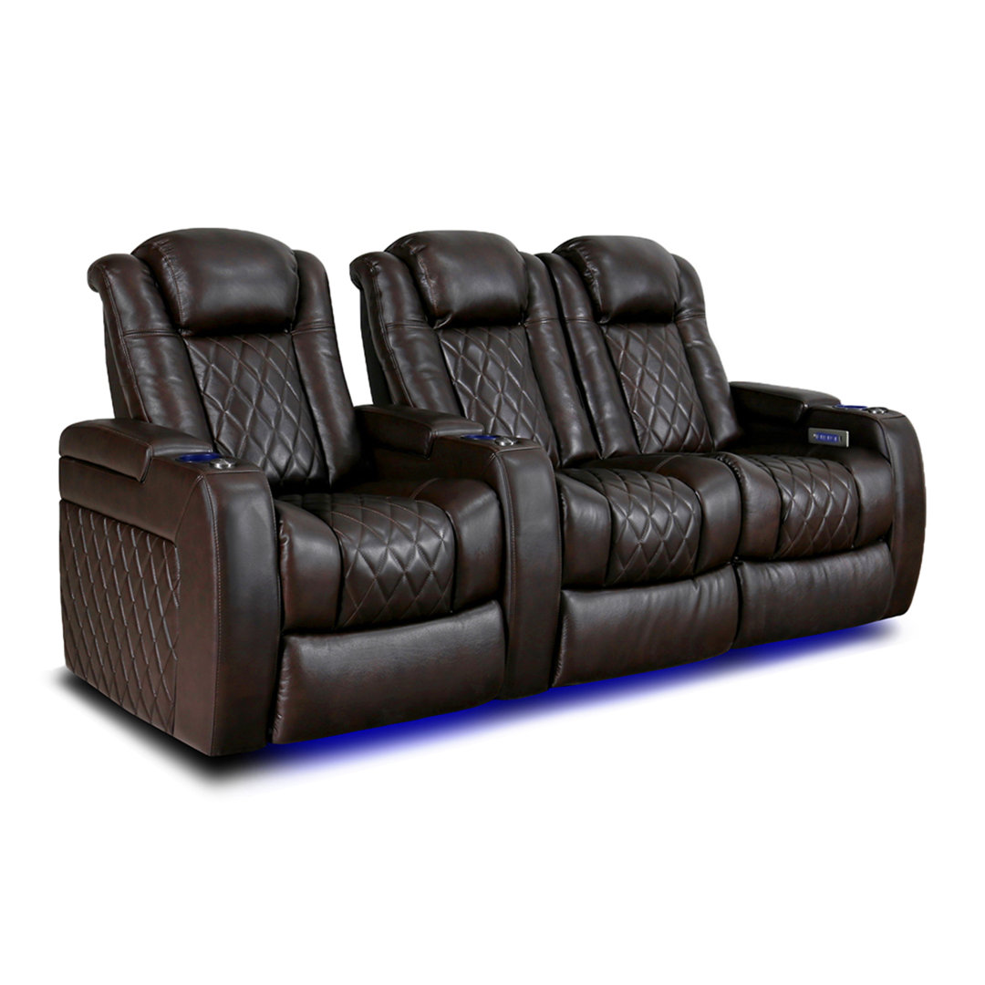 Tuscany Upholstered Home Theater Seating with Cup Holder Orren Ellis