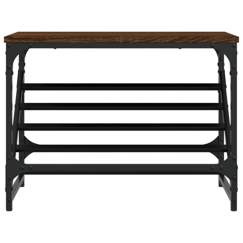 2 Pair Shoe Rack, Brown Oak