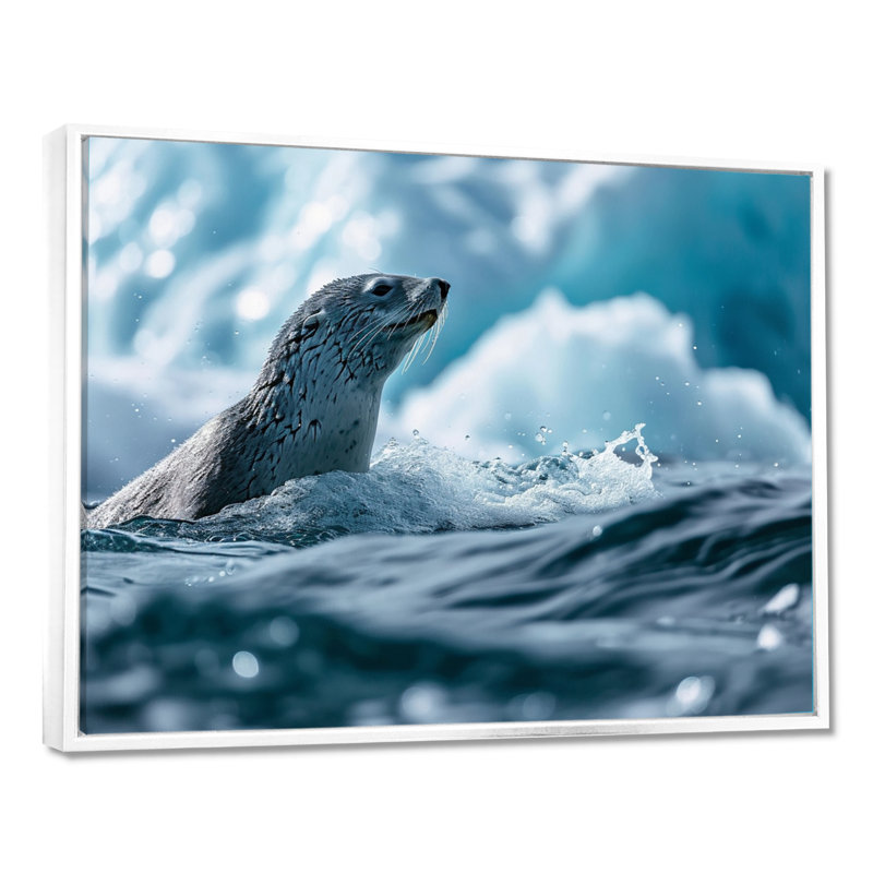 Resendez - Créatures marines, art mural, H 30 po x l 40 po x P 1,5 po, Toile encadrée flottée blanche