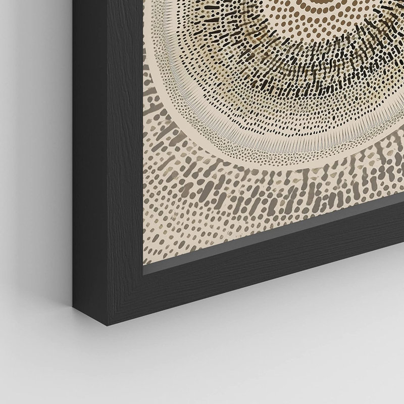 Muted Boho Abstract Geometric Bohemian Small Home Decor - Framed Poster Print 4 Pieces Wall Art Work, 16" H x 12" W, Black