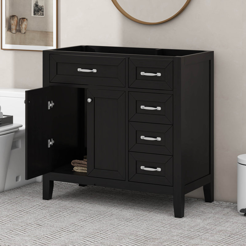 Meuble-lavabo 36 po sans lavabo, tiroirs, Noir