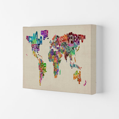 Text Map of the World by Michael Tompsett - 1 Piece Wall Art