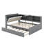 Lit plateforme double avec lit gigogne, tablettes et tête de lit-1233797551