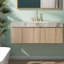 Meuble-lavabo spacieux spacieux avec rangement, plateau en pierre frittée gris clair et lavabo en céramique