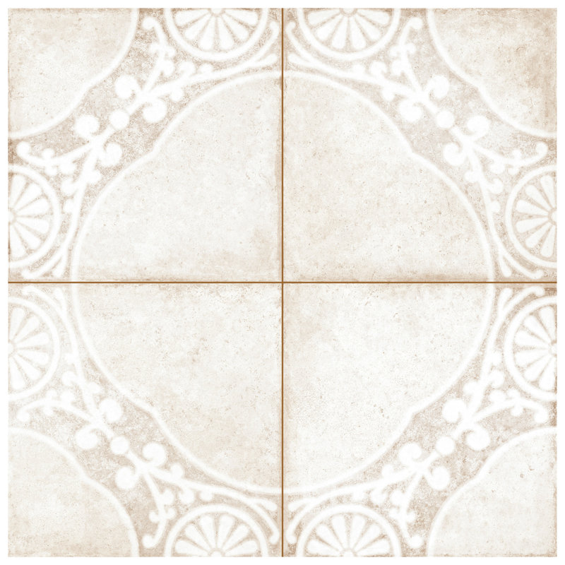 Kings Jaipur 17-5/8 In. X 17-5/8 In. Ceramic Floor And Wall Tile, White