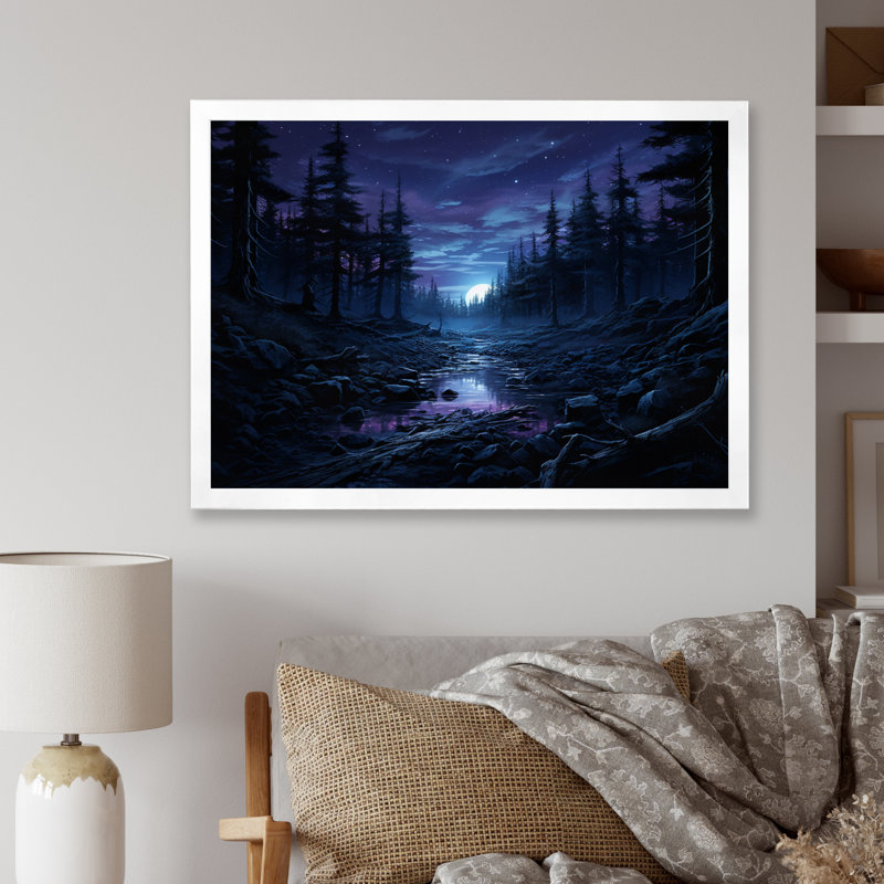 Pine Tree Moonlit Serenade I - Tree Pine Canvas Prints, H 12 po x l 20 po x P 1 po, Cadre photo blanc