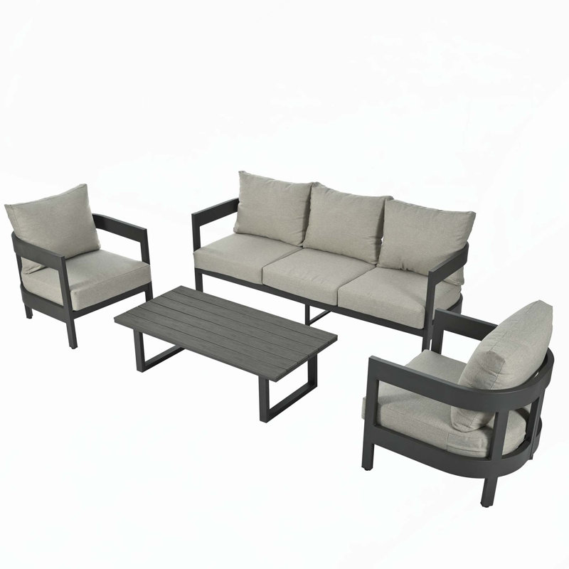 High-Quality Outdoor Seating Set with Thick Cushions and Sturdy Materials, Light Gray