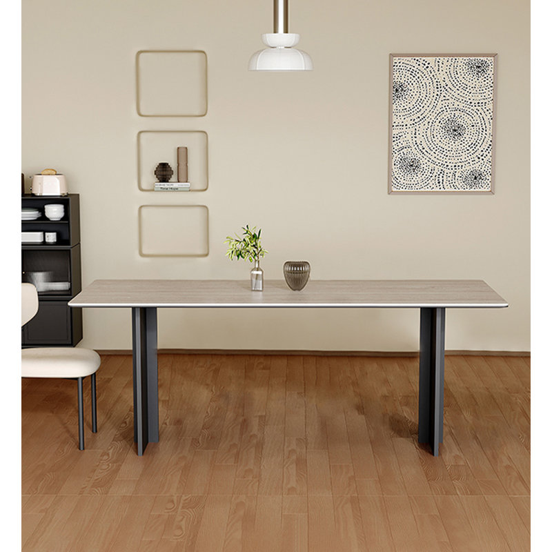 Table de salle à manger rectangulaire en pierre frittée de style simple, H 29,53 po x L 62,99 po x l 31,50 po