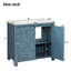 Armoire de salle de bain Retro Blue 36 po, lavabo en céramique, bois massif et matériau, aspect vieilli, charnières à fermeture en douceur, organisateur de meuble-lavabo intérieur spacieux en bleu, construction, poignées cachées, caractéristique,