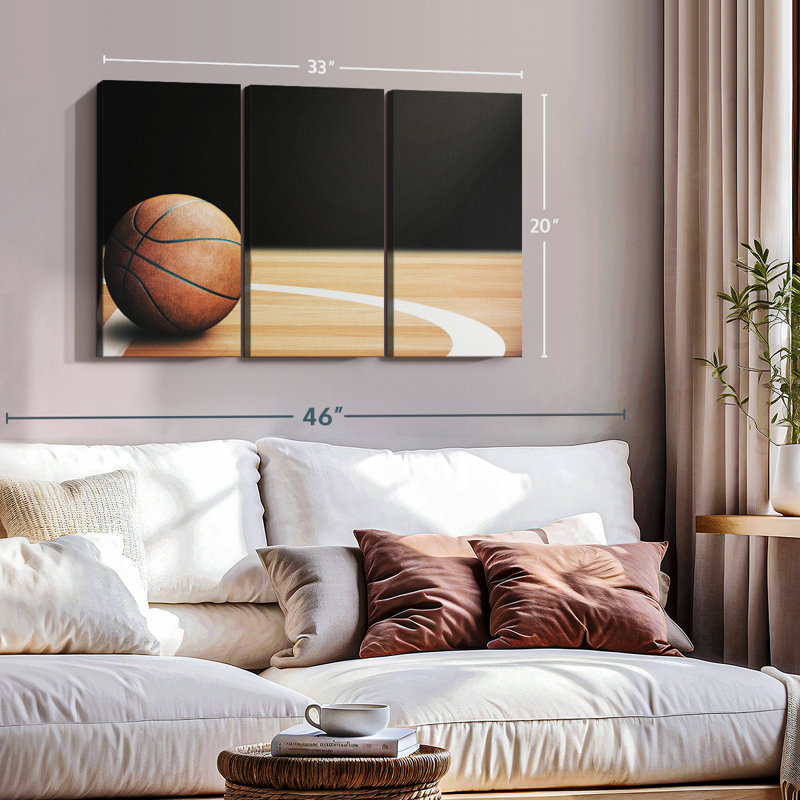 «Basketball Court Ball», 3 pièces, H 20 po x l 33 po x P 1,25 po