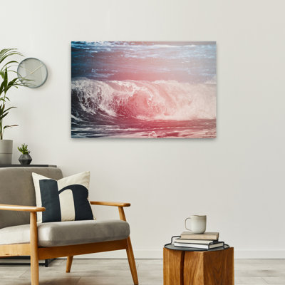 Plage perdue, vagues contemporaines, rose III, bleu, blanc, blanc, plage