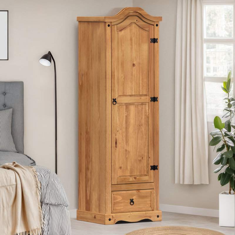 Bridewell 1 Door Solid Wood Wardrobe, Antique Wax