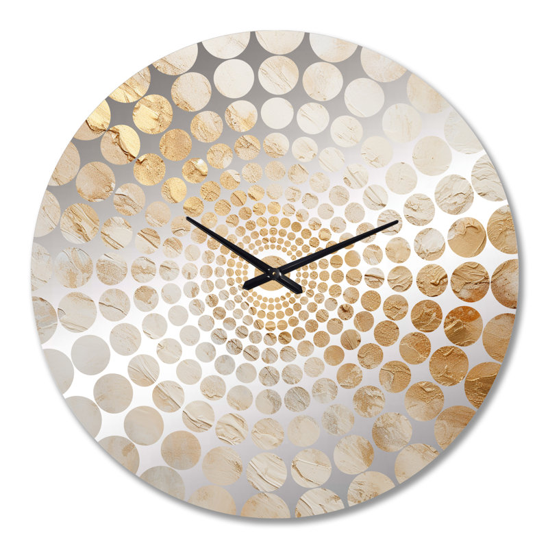 Abstract Marble Wall Clock, Extra Large, Gold White Marble Geode Magic