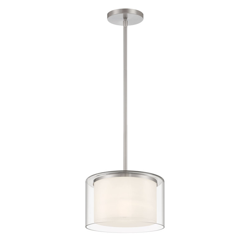 Ebern Designs Parsons Studio Pendant Light - Brushed Nickel, Industrial Glass Ceiling Fixture