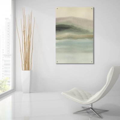 «Misty Lake Mornings 2» par Ethan Harper, art mural en verre acrylique, 24 po x 36 po