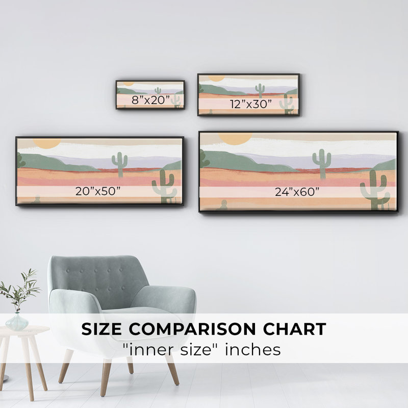 Cactus Plateau II- Framed Canvas, 24" H x 60" W