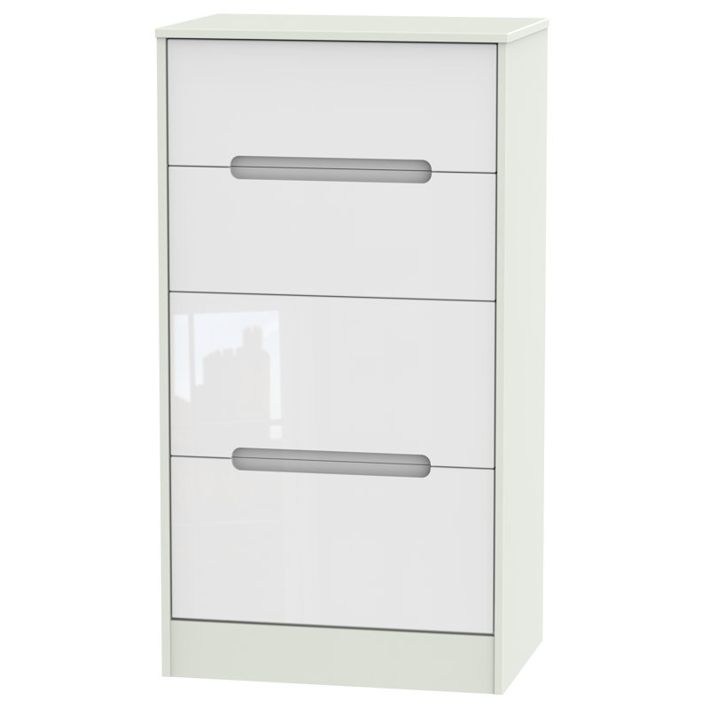 Fully Assembled Vernon 4 Drawer Chest, White Gloss/Kashmir