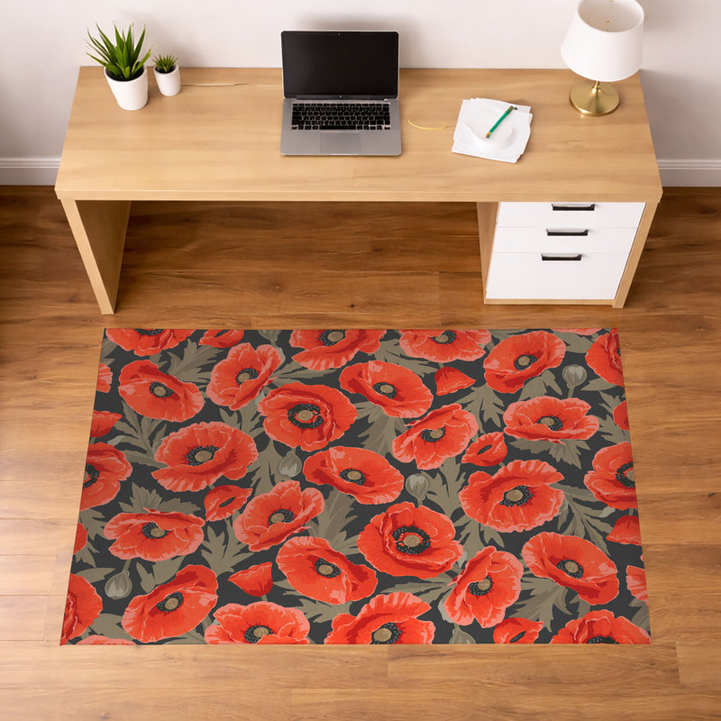 Tapis de bureau léger Poppie, Gris anthracite, 0.1" H x 84" W x 60" D x