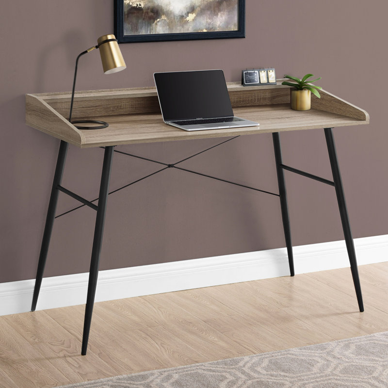 Bureau d'ordinateur, bureau personnel, ordinateur portable, tablettes de rangement, L 48 po, travail, stratifié, métal, contemporain, moderne