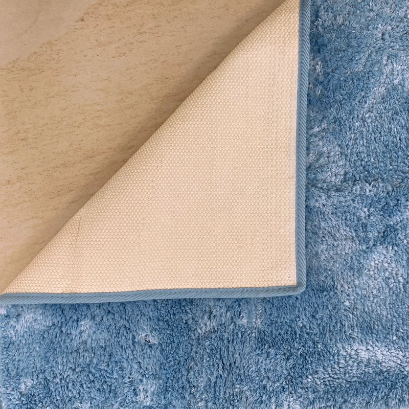 Hiltonia Polypropylene Non-Slip Bath Rug, Blue, 54" L x 20" W
