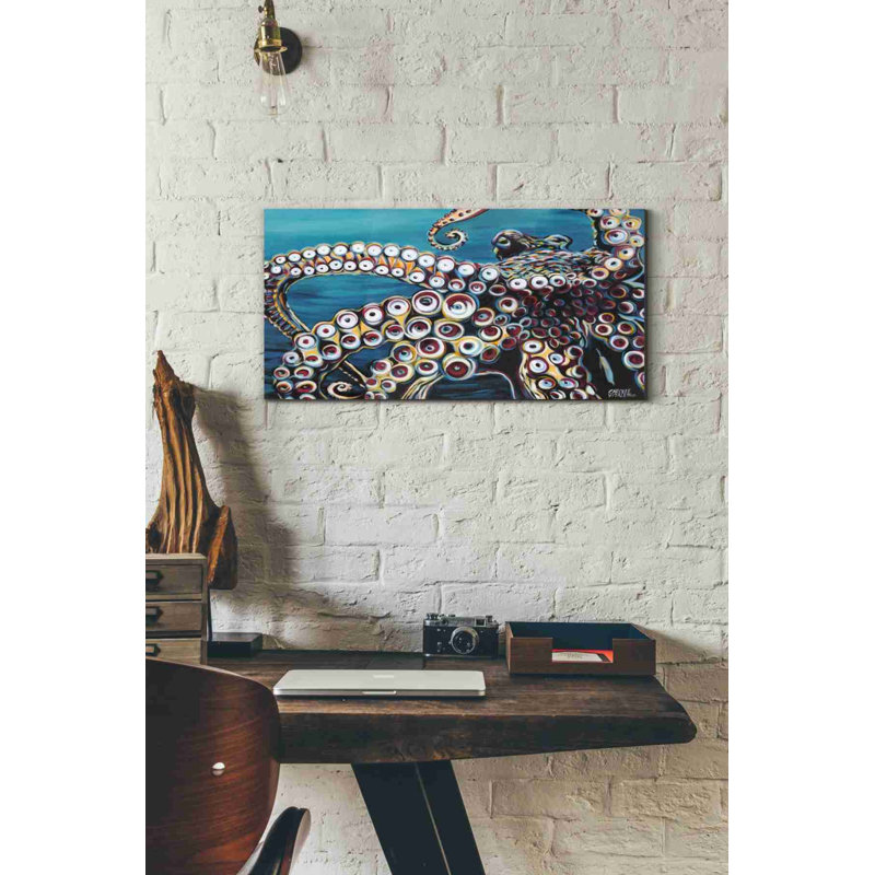 «Wild Octopus I» par Carolee Vitaletti, art mural sur toile, H 12 po x l 24 po x P 0,75 po