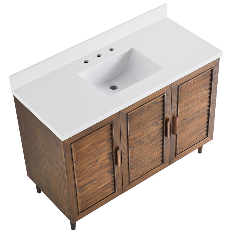Meuble-lavabo simple 48 po avec plateau en quartz blanc pur Serenity