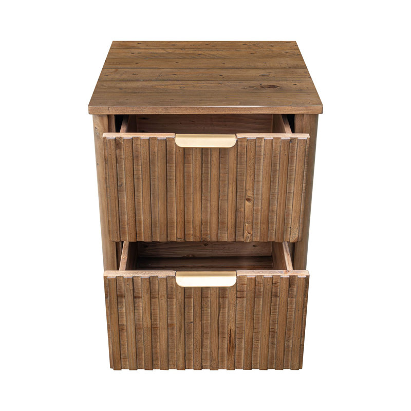 Aerica 2-Drawer Reclaimed Pine Nightstand, Brown