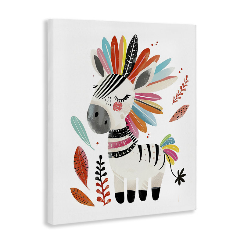  Art mural sur toile Rainbow Blooms Zebra par LSR Design Studio, H 20 po x l 16 po