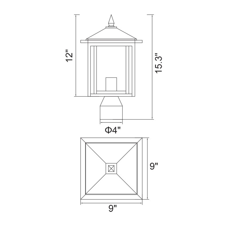 Alenushka Traditional Outdoor 1-Light Lantern Head for Walkway, Patio, and Front Porch