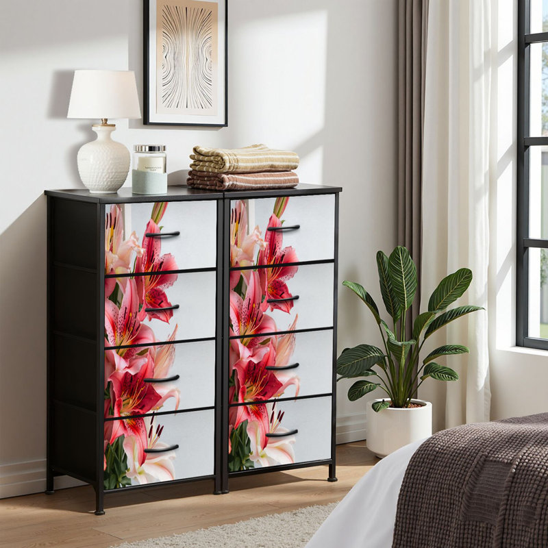 Commode pour commode de chambre à coucher pour commode à fleurs colorées Commodes et commodes en tissu