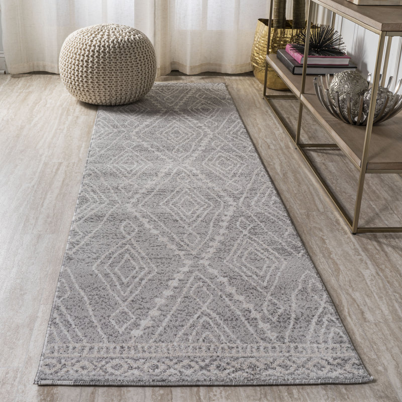 Tapis gris / ivoire Wegate, Tapis de couloir 2 pi 3 po x 10 pi