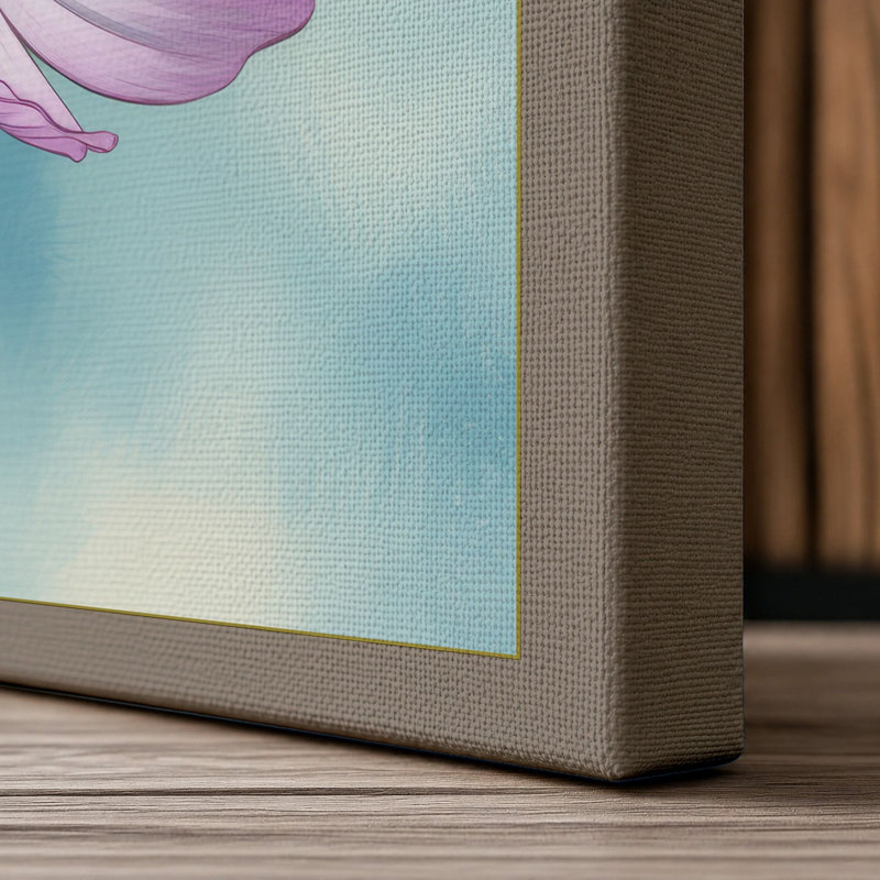 Pink Cosmos Bloom Botanical - Wrapped Canvas, 30x20 - 76.2 x 50.8 cm, Taupe Border