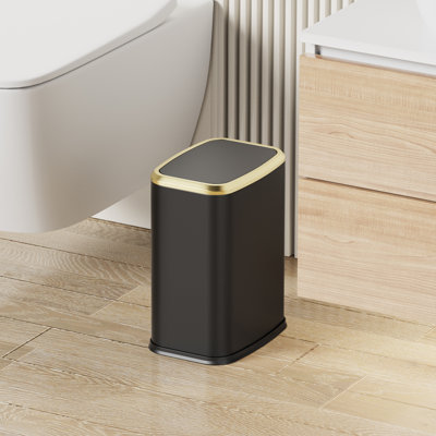 Poubelle de salle de bain à couvercle pivotant 2,1 gallons Slim avec seau intérieur amovible