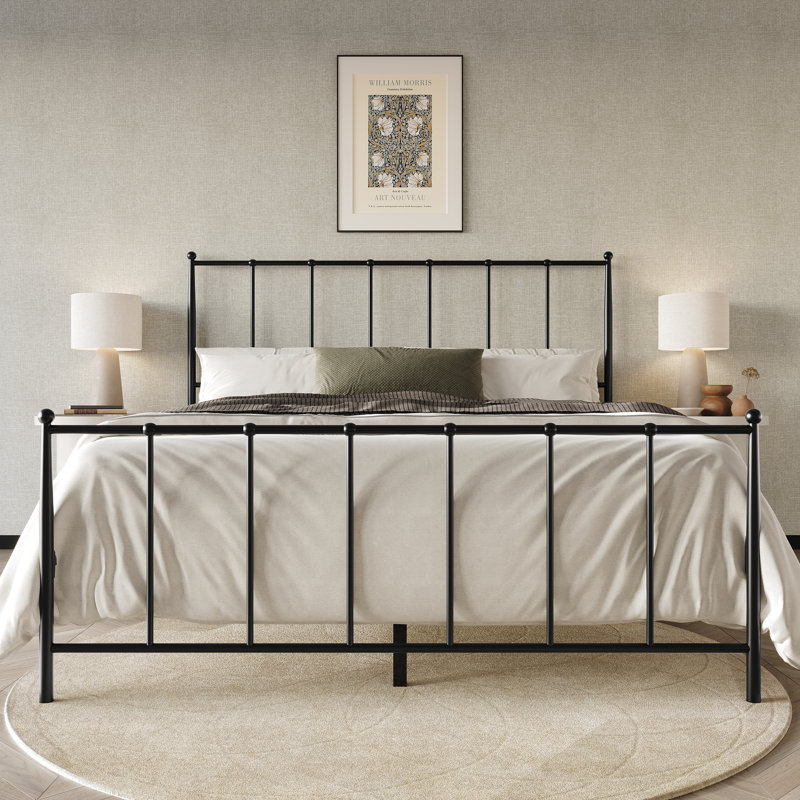 Makaelyn Metal Bed, Black, Queen