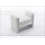 Banc de rangement en tissu avec bande de garniture en métal doré pour salon