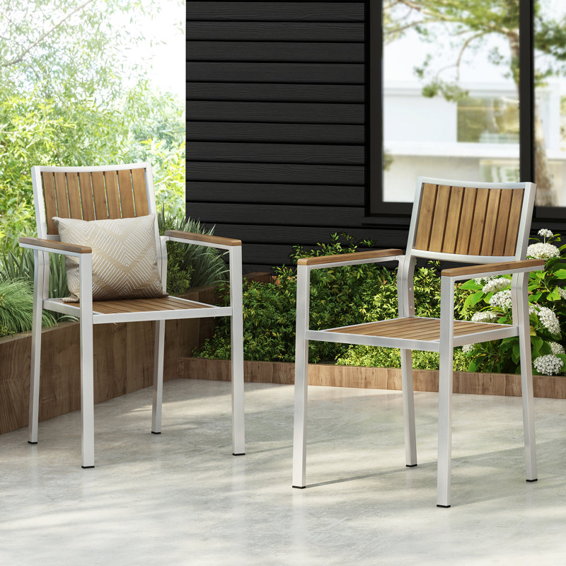Ensemble de chaises en aluminium et bois (ensemble de 2)