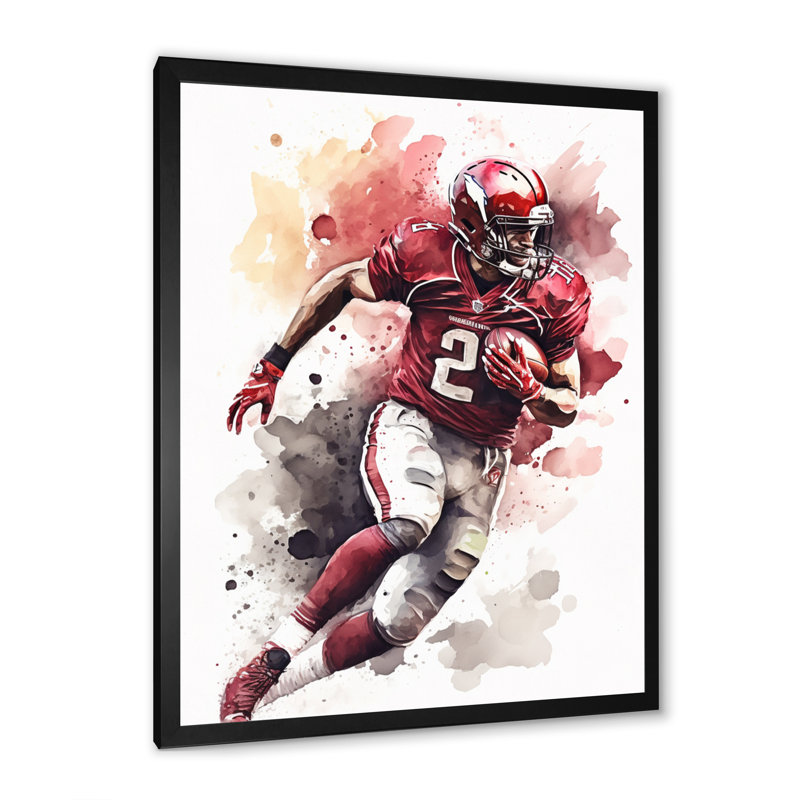 «Football Player on Field III», reproduction sur toile, L 12 po x H 20 po, Cadre photo noir