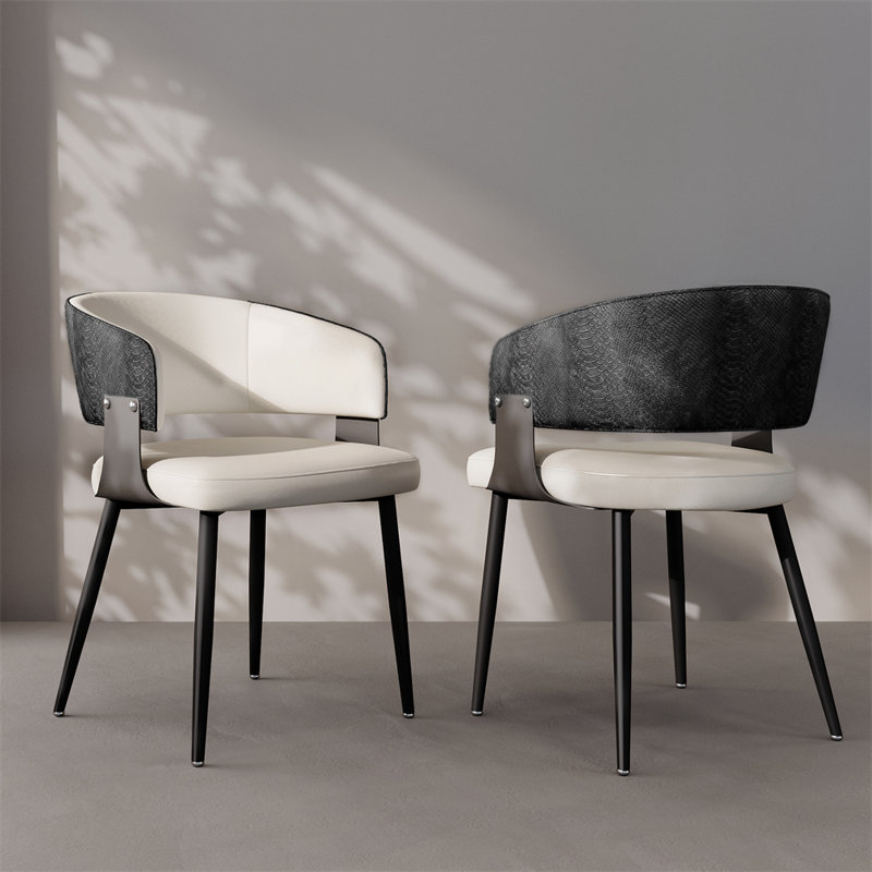 Ensemble de chaises de salle à manger rembourrées Luxury, Noir, 2 paires