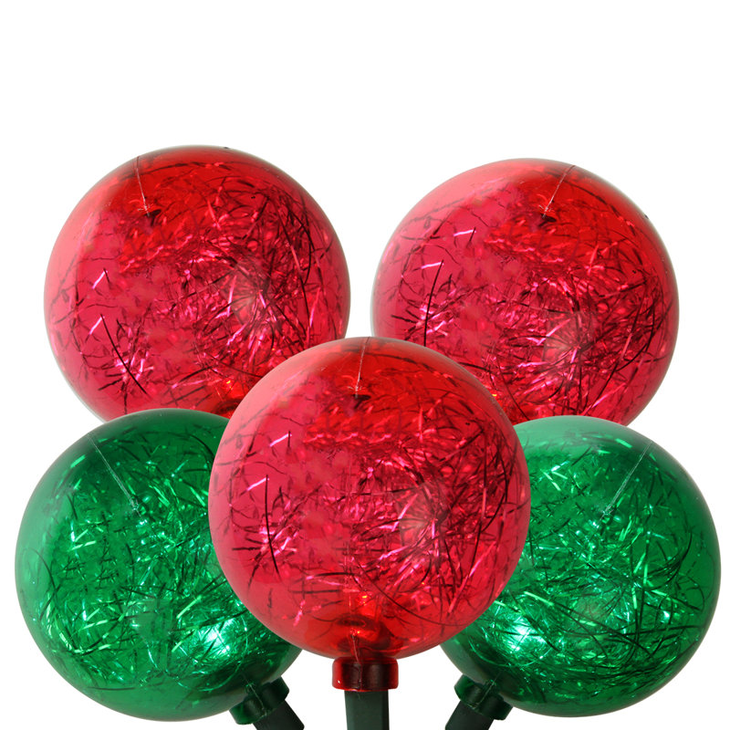 Ornement avec guirlandes de Noël DEL - fil vert 7,5 pi, Rouge / Vert