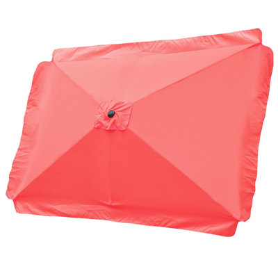Lanita Refined Utility 10X6.5 Ft Market Umbrella Replacement Cover Canopy for Bistro, Boutique Inns, Sidewalk Cafes - Sunny Coat, Living Coral Red