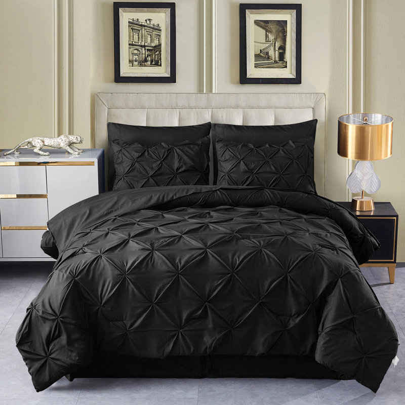 Ensemble d'édredon en microfibre HK-PT0120210625, Très grand, Noir