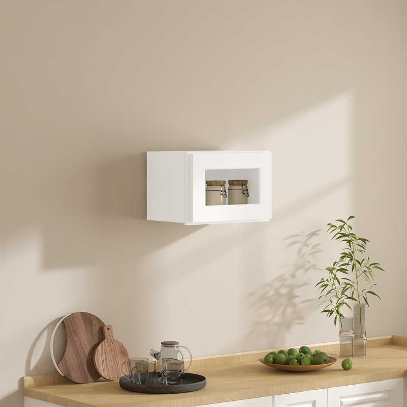 Meuble mural standard HOMEIBRO Cozy Design, en contreplaqué blanc Shaker, prêt à assembler, 45,7 cm (L) x 30,5 cm (P) x 30,5 cm (H), sans vitre.